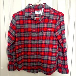 Old navy red grey plaid shirt